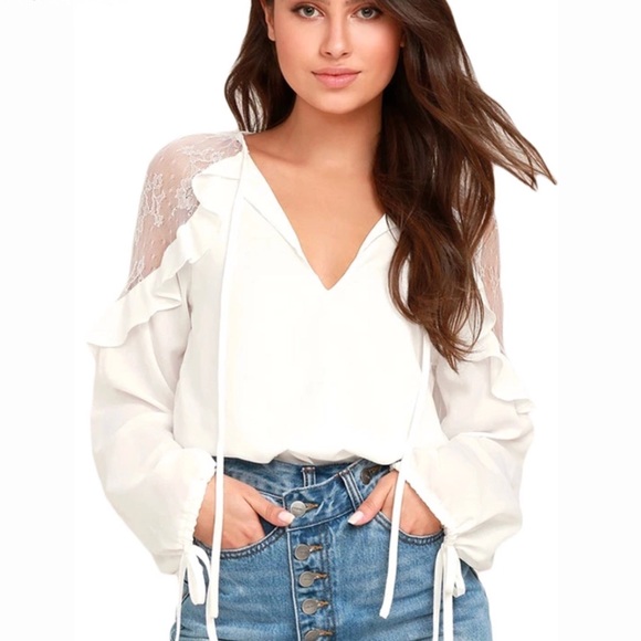 Casual Tops - lace cold shoulder top
